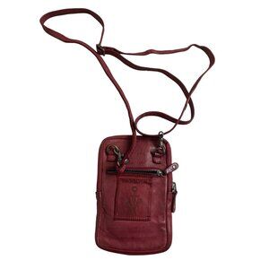 Harbour 2nd Genuine‎ Leather Mini Crossbody Bag Anchor Logo Red Made In India